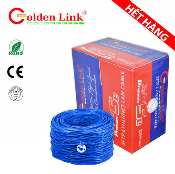 Cáp mạng Cat 5e SFTP, 4Pr CCA - Golden Link 305m/cuộn, vỏ màu xanh dương (hết hàng)